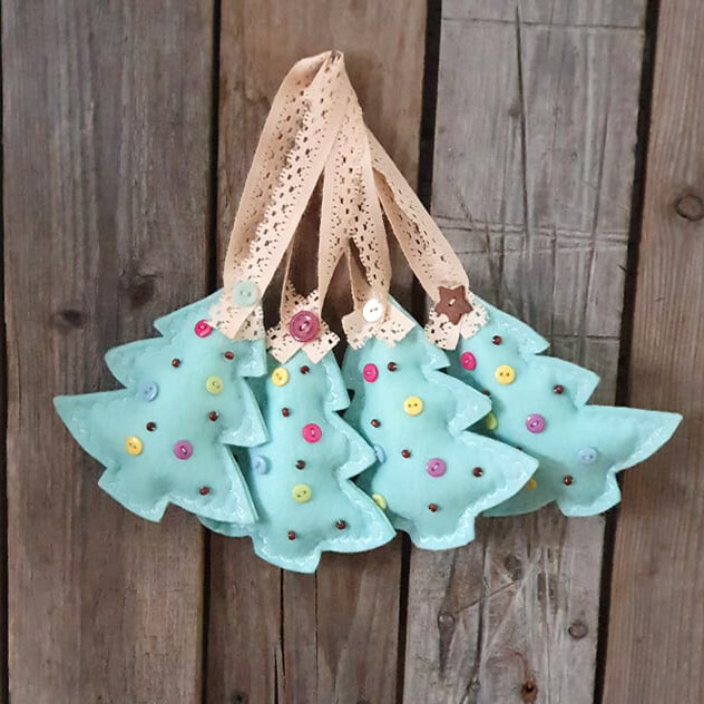 Design Stoff-Baumschmuck Weihnachtsbaum 4 tlg Weihnachten Baumschmuck Handarbeit