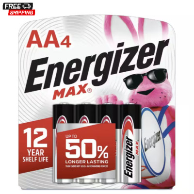 Energizer, MAX AA Batteries, Double A Alkaline Batteries, (4-Pack) NEW