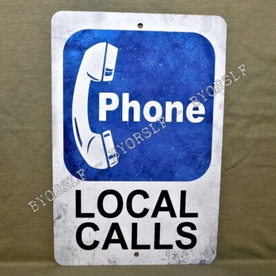 Metal Sign PHONE telephone pay public coin vintage replica booth rotary local