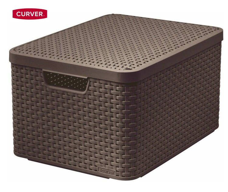 Aufbewahrungsbox mit Deckel 30 Liter Ordnungsbox Mocca Rattan CURVER Qualität