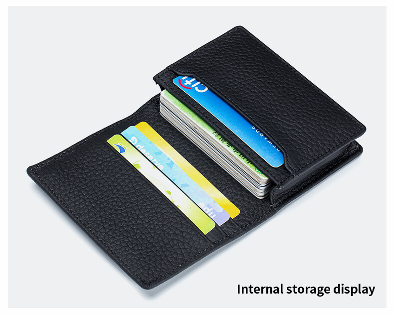 Unisex Small Leather Card Holder Case Pocket Coin Wallet for Business ID Credit