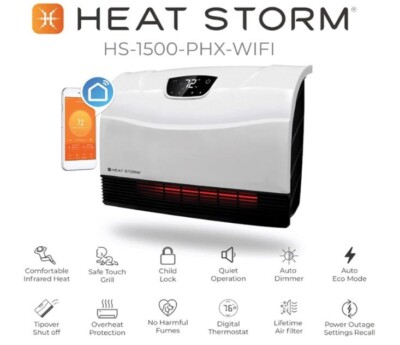 Electric Space Heater Wall Mounted Infrared WIFI Home Digital Thermostat 1500W