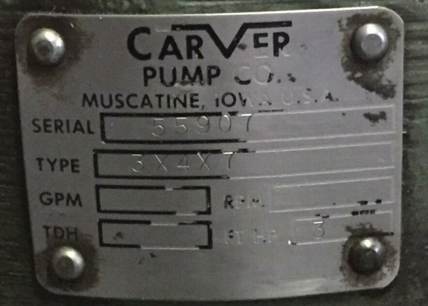 1 USED CARVER 3X4X7 PUMP ***MAKE OFFER***