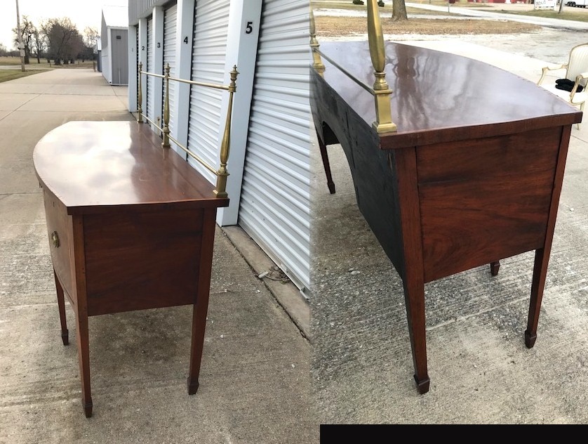 ANTIQUE GEORGE III REGENCY HEPPLEWHITE SIDEBOARD W/ RAIL CIRCA 1810-30 ENGLISH