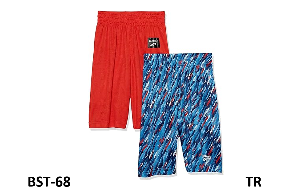 Reebok Boys' 2-Pack Performance Shorts Multipack, RED/Blue, Size 4