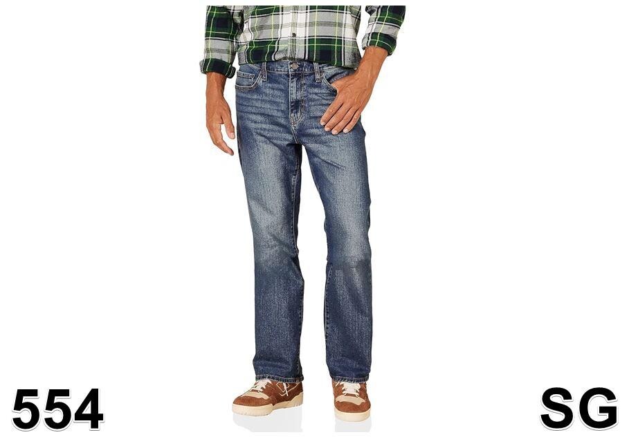 Essentials Men's Straight-Fit Stretch Jean, 5-Pockets , Medium Wash, 35W x 34L