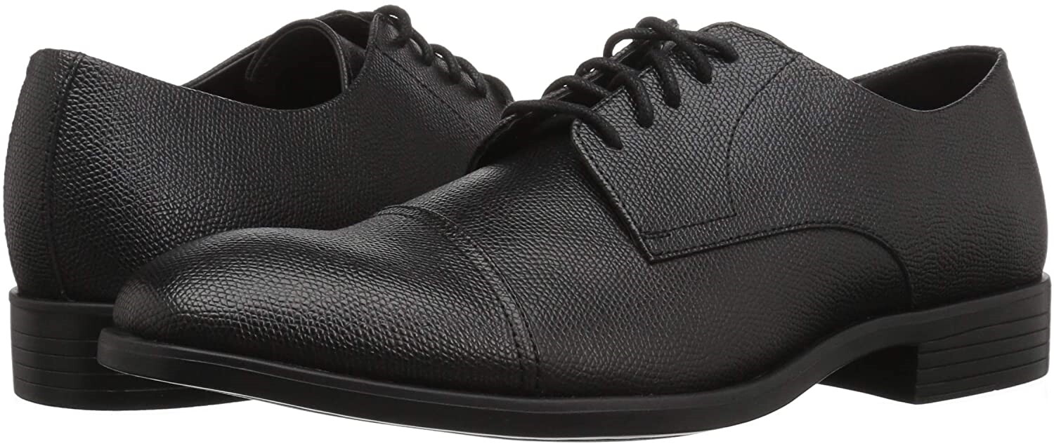 Calvin Klein 258387 Mens Conner Small Tumbled Leather Oxford Black Size 11.5 M
