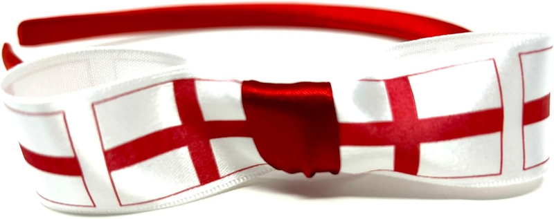 England St George Flag Headband – Red & White Bow Hairband England Football Fan 