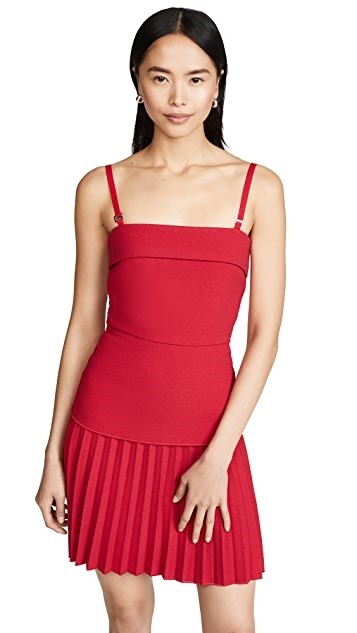 Dion Lee 253743 Womens Linear Pleat Sleeveless Mini Dress Cherry Size 0