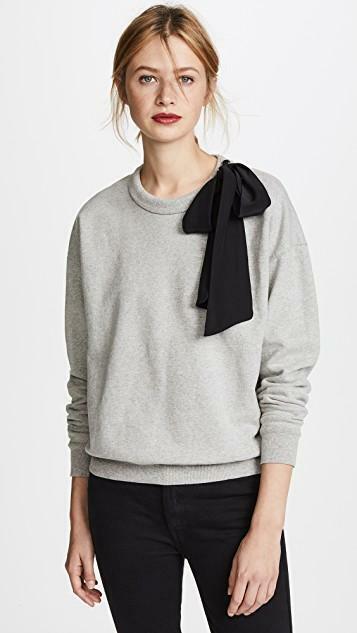 

FRAME Denim Gris Серый Хизер Толстовка с бантом на плечах Свитер Топ  0/2