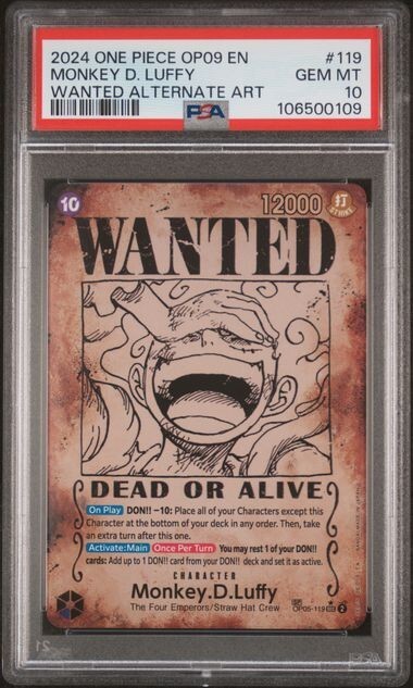 2024 ONE PIECE WANTED ALT ART モンキー・D・ルフィ 2024 One Piece Money D. Luffy Wanted Alt Art OP0-119 PSA 10
