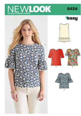New Look Sewing Pattern 6434 Uncut Easy Tops Shirt Womens 10-22