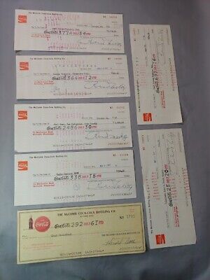 Coca Cola McComb Miss Bottling Co Payroll Check lot 1 1960s and 1977