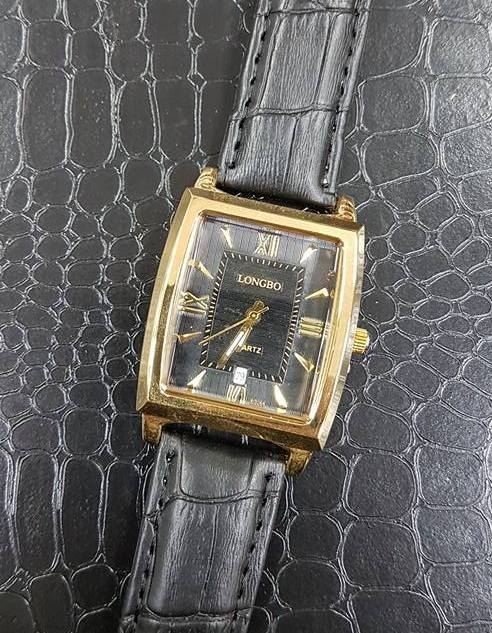 Orologio Polso Uomo Donna Longbo Quarzo Datario Elegante Pelle Nera Ornero lac
