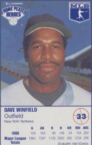1987 Kraft Home Plate Heroes - Dave Winfield #33