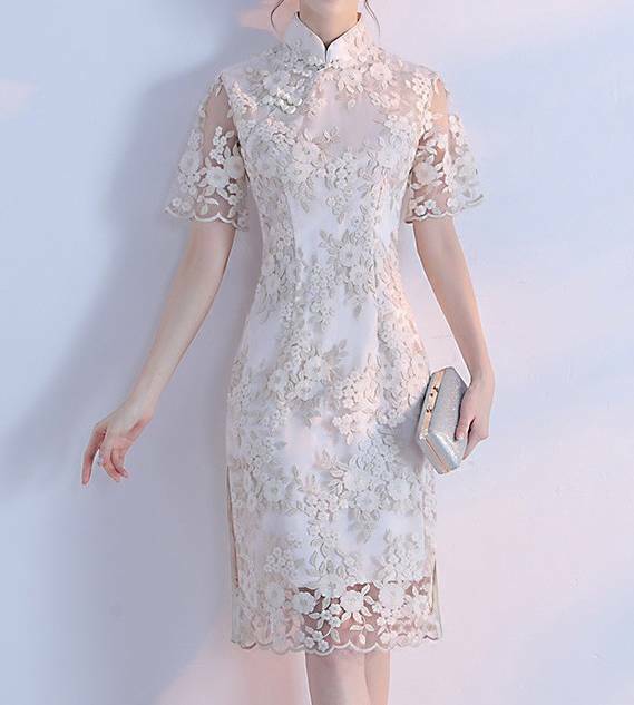 white wedding qipao