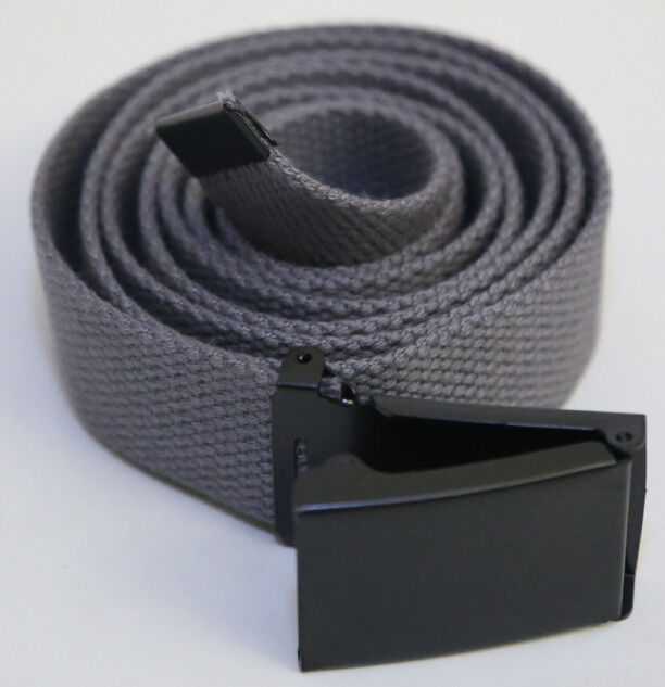 New Flip Top Adjustable Web Steel Grey Canvas Golf Belt Black Buckle Men Women