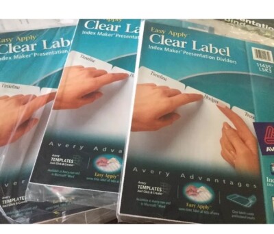 Clear Label Divider Tabs 5 Sets 3-Tab Print & Apply Letter Lot Of 3 = 15 TOTAL