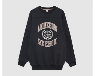 ANINE BING Cotton Round Neck Long Sleeve Hoodie Printing Top for Ladies