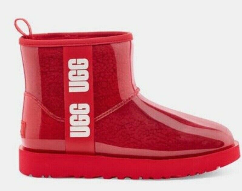 New UGG Classic Clear Mini Women Fashion Boots Size 5 Ribbon
