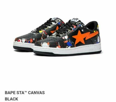 A BATHING APE BAPE STA CANVAS sneakers black color US 9.5 size