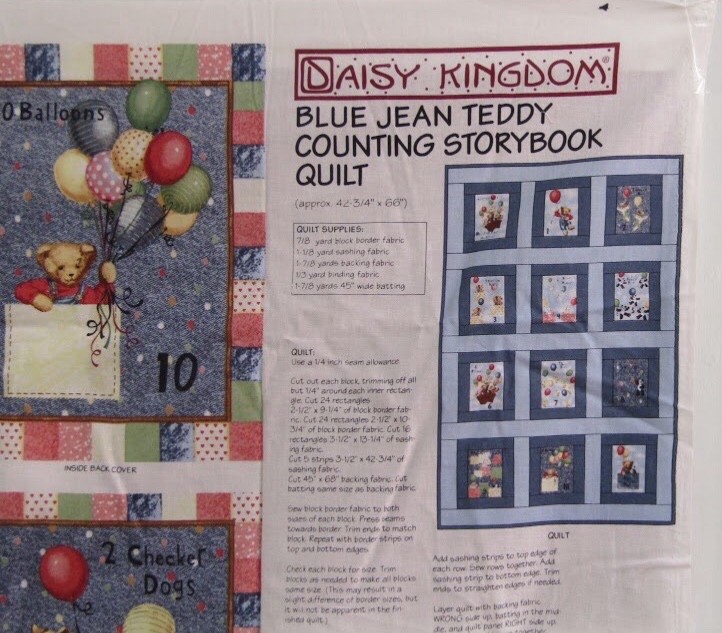 Daisy Kingdom 4856 BLUE JEAN TEDDY Balloon Ride Counting Book Fabric Panel