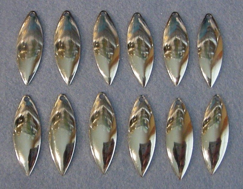 12 - Worth #3.5 Nickel Willow Leaf Std. Cup #3 1/2 Spinnerbait Blades 94828-STD