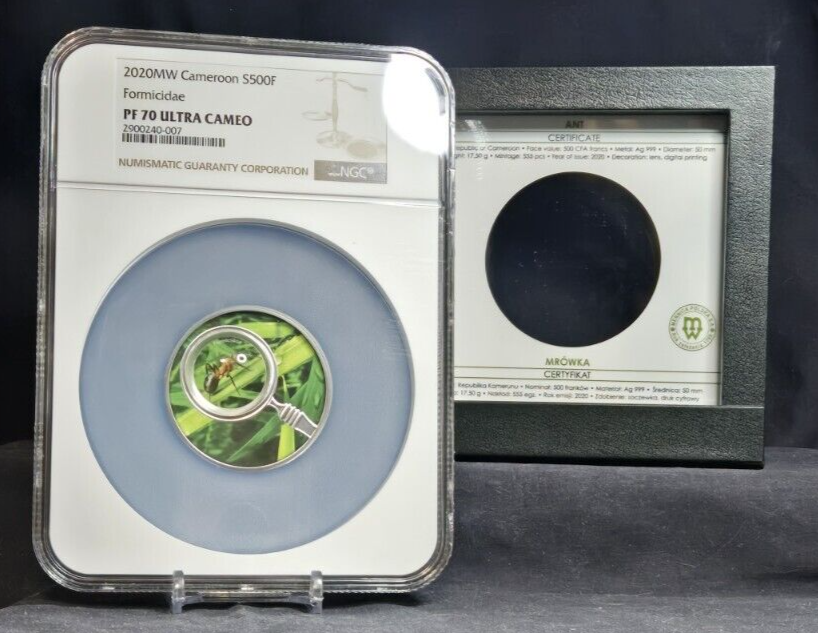 2020 CAMEROON 500 FRANCS - ANT - THE SECRET GARDEN - NGC PF70 UC SILVER COIN