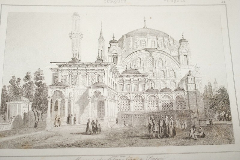 Turquie Mosquee Sultan Selim Scutari 1840 Gravure Print  T13