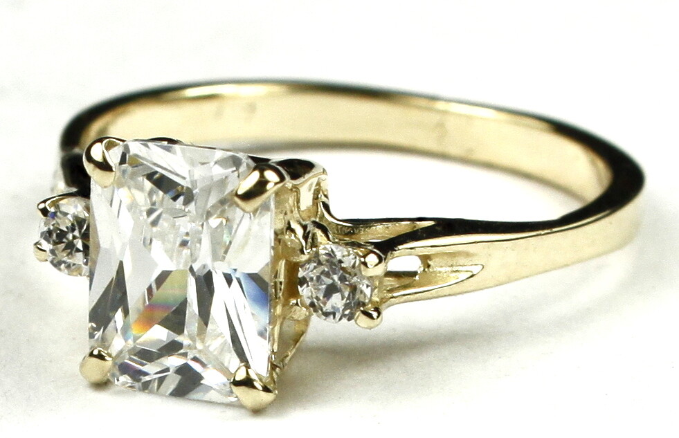 Pre-owned Handmade Cubic Zirconia (cz), Solid 10ky Or 14ky Gold Ladies Ring, R171-