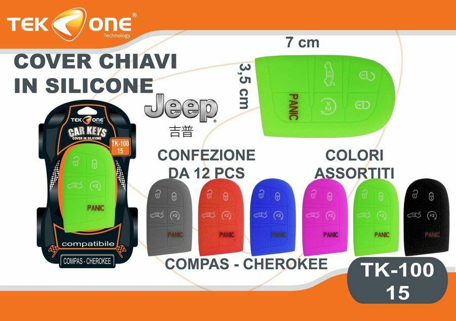12 Pz Cover Guscio Silicone Chiave Telecomando Jeep Compass Cherokee 15 hsb