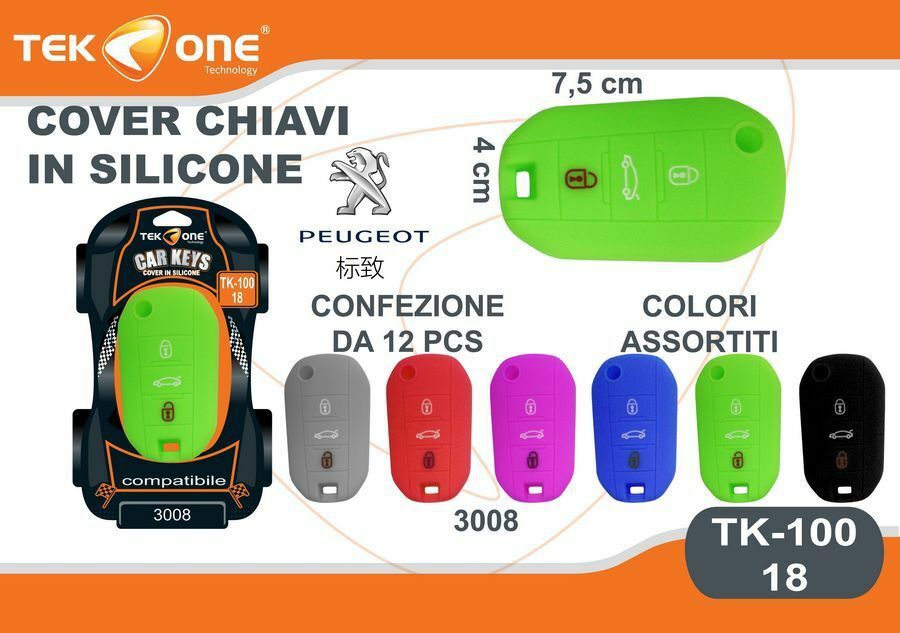 12 Pz Cover Guscio Silicone Chiave Telecomando Peugeot 3008 18 hsb