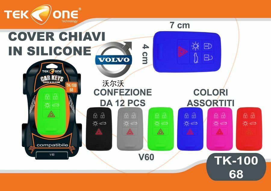 12Pz Cover Guscio Silicone Chiave Telecomando Volvo V60 68 hsb