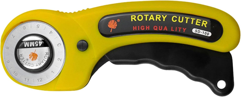 Rotary Cutter 45 Mm Diameter Self Sharpening Blade Ergonomic Handle Fabric Paper