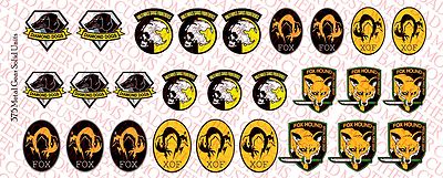 1/6 Scale Decals: Metal Gear Solid - Diamond Dogs, Fox, Xof Waterslide Decals