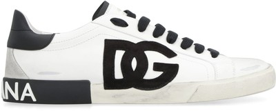 Pre-owned Dolce & Gabbana Portofino Leather Low-top Sneakers In White