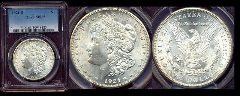1921-S $ PCGS MS65 EXEPTIONAL SHARP STRIKE WITH MINT LUSTER