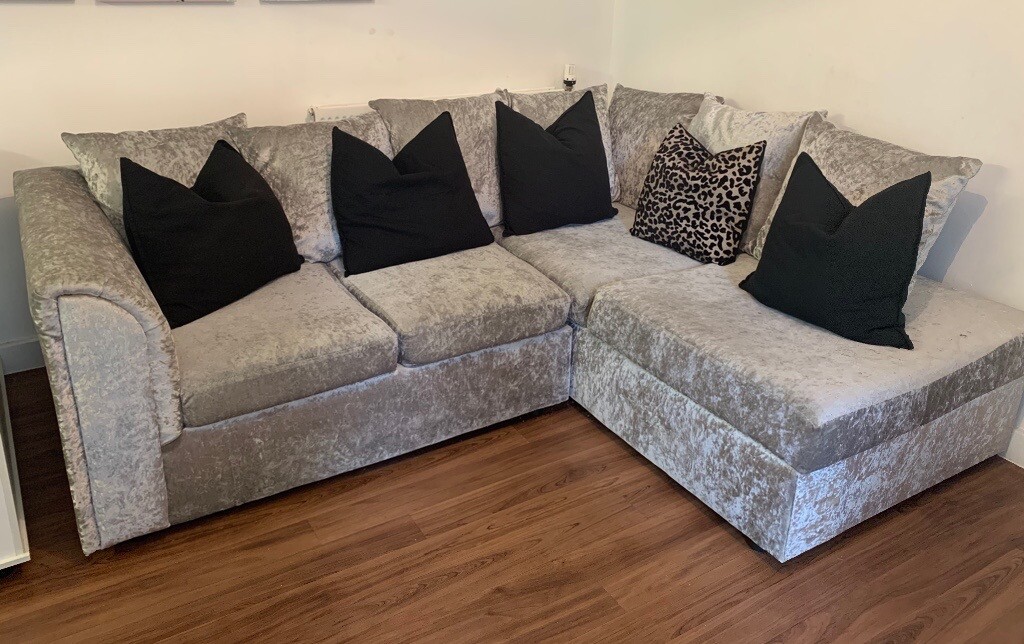 Two Silver Crushed Velvet sofas for sale in Orpington, London Gumtree
