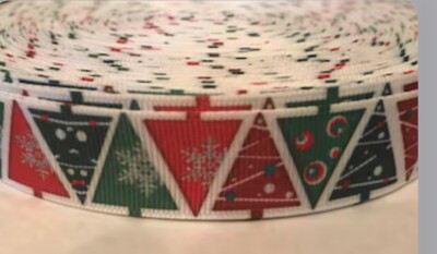 Christmas Ribbon - 7/8'' Grosgrain Ribbon - Christmas Trees  - Christmas Tree