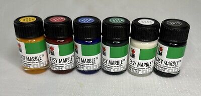 NEW Marabu Easy Marble Effects Paint 6 Bottle Lot PRIMARY COLORS