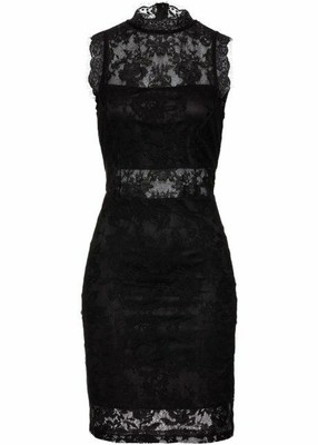 M7°9708 KLEID MIT SPITZE IN SCHWARZ GR. 38 NEU