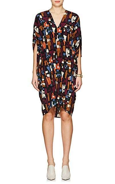 

NEW ZERO + MARIA CORNEJO Черное платье-кафтан с V-образным вырезом и драпировкой в виде книги  л, Multicolor