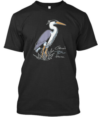 Great Blue Heron - Premium Premium T-Shirt Made in the USA Size S to 5XL