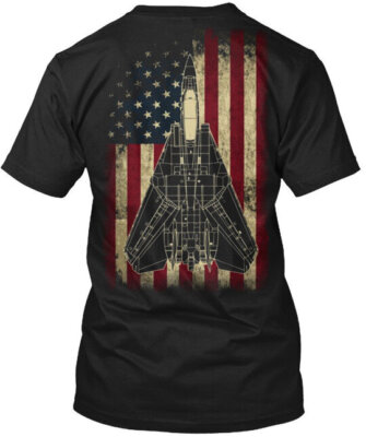 F-14 Tomcat With Flag T-Shirt Made in the USA Size S to 5XL
