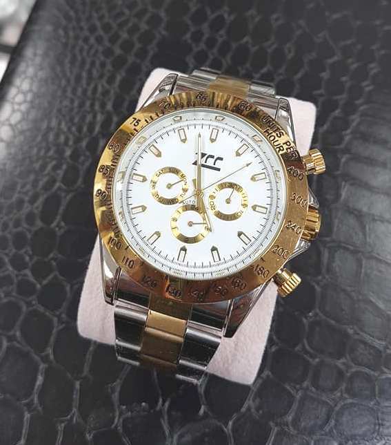 Orologio Polso Zcc Uomo Automatico Cronografo Elegante Silver Oro Fondo Bian lac