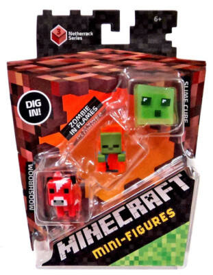 Minecraft Minifigure 3rd series 3 pack MOOSHROOM, ZOMBIE IN FLAMES, SLIME CUBE