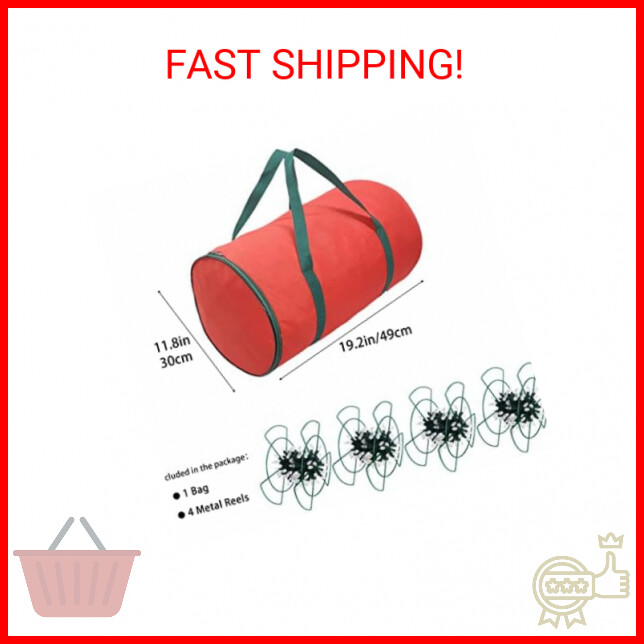 Sattiyrch Christmas Light Storage Bag - with 4 Metal Reels to Store A Lot of Hol