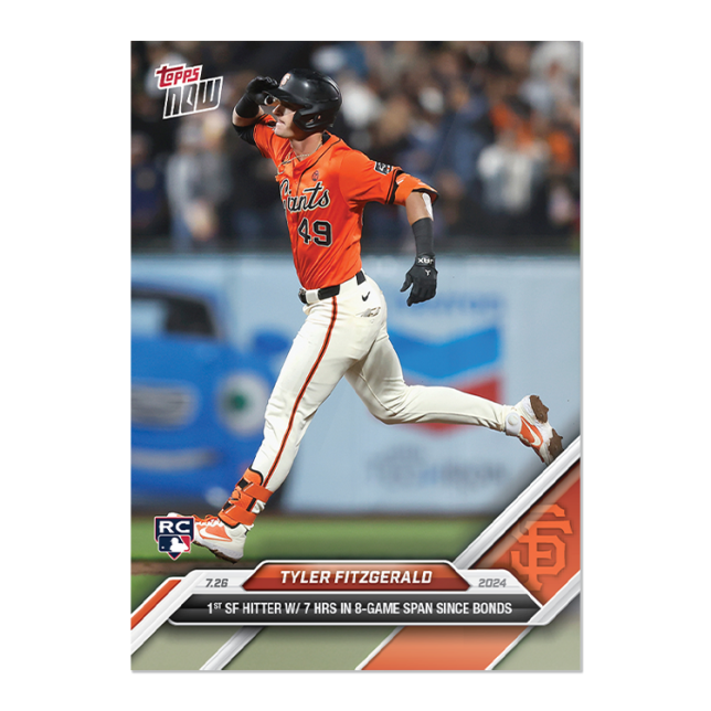 Tyler Fitzgerald RC Giants 7 HRs 8 Games - 2024 MLB TOPPS NOW Card