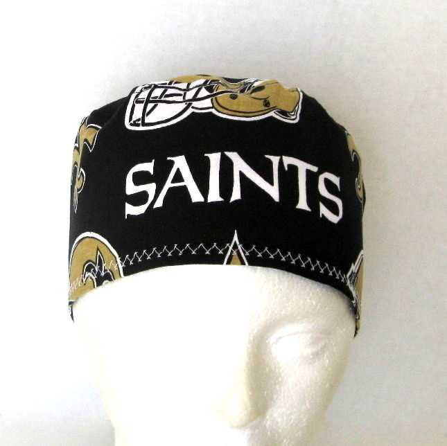 New Orleans Saints Mens Surgical Scrub Hat, Skull Cap, Chemo Hat One Size
