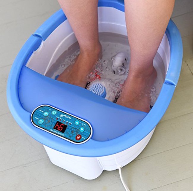 Foot Massager Spa Bath Tub Heated Vibration Bubbles Roller Pedicure Feet Rolling